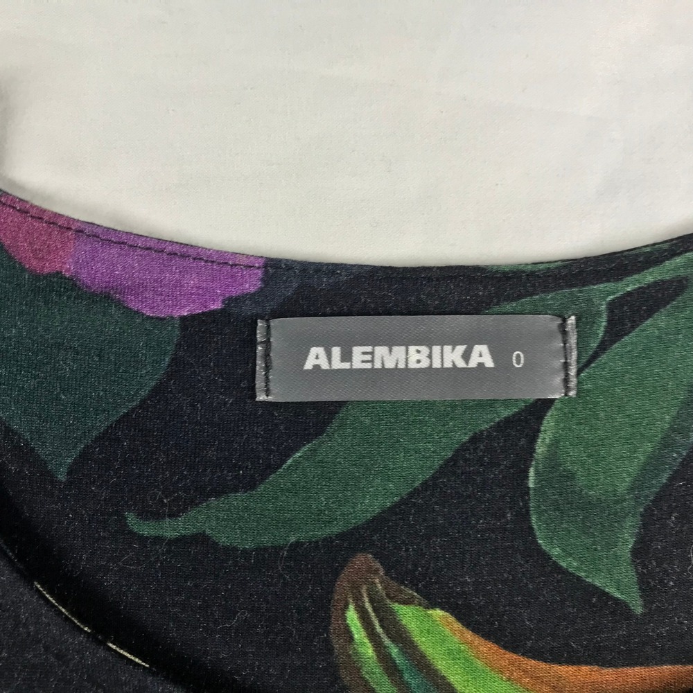 Alembika Black Tropical Floral Monstera Print A-Line Midi Dress Size 0 - Picture 4 of 10